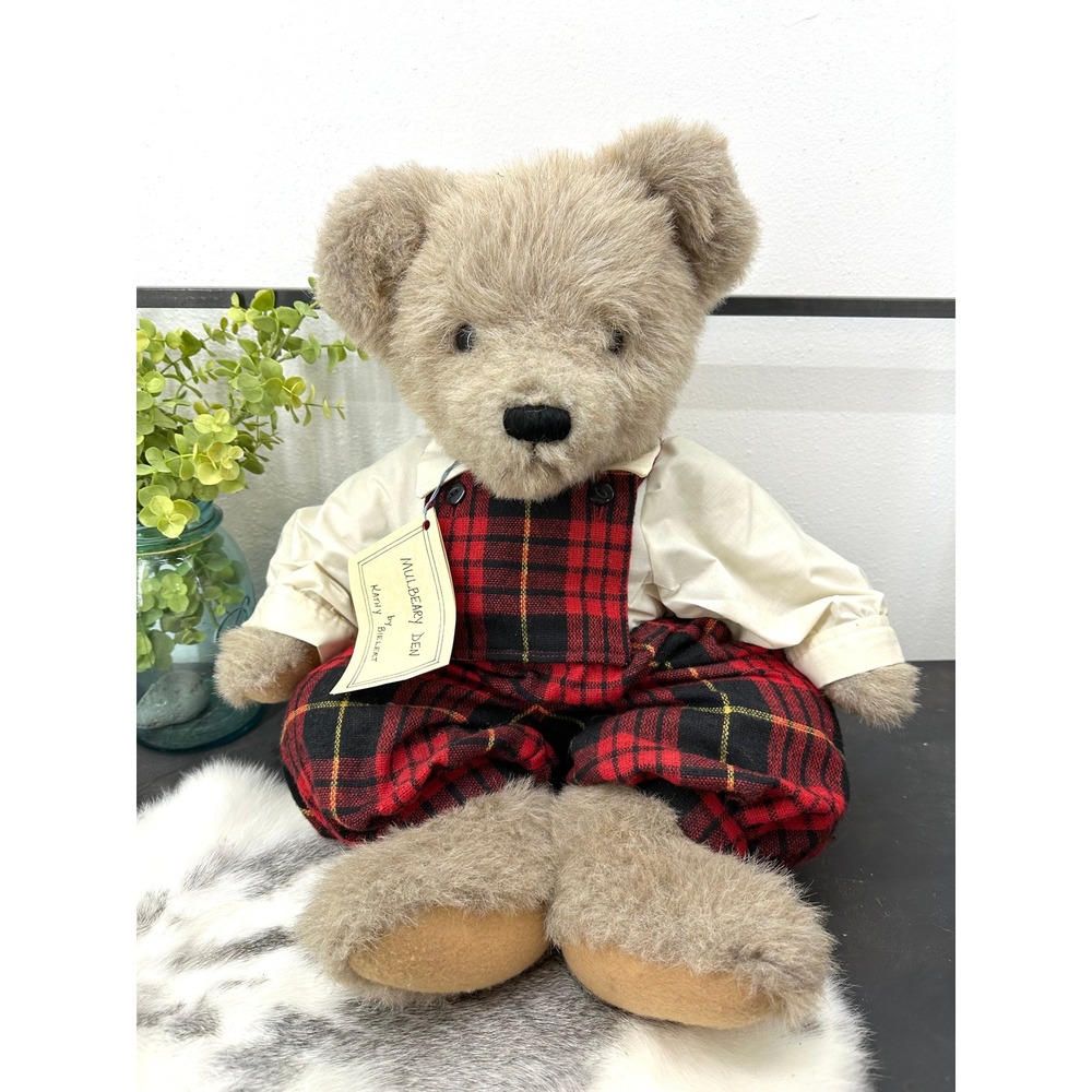 Vintage Fitzgerald Mulbeary Den bear by‎ Kathy Bielert artist teddy bear plaid